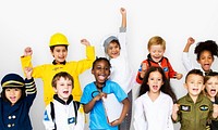 Group of kids with career uniform dream occupation