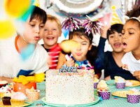 Group of kids celebrate birthday party together