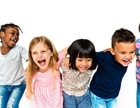 Group of kids fun enjoying happiness together