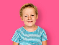 Little Boy Smiling Face Expression Studio Portrait