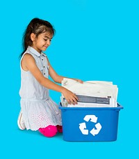 Little Girl with Recyclable Paper Environmentally