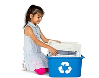 Little Girl with Recyclable Paper Environmentally