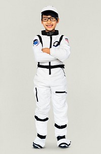 Young Boy in Astronaut Costume Studio Portrait