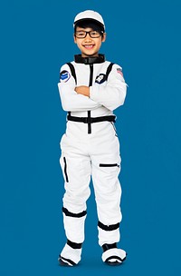 Young Boy in Astronaut Costume Studio Portrait