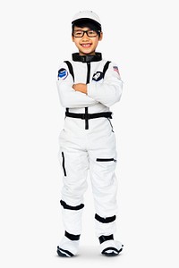 Young Boy in Astronaut Costume Studio Portrait