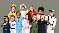 Group of Diverse Kids Wearing Career Costume Studio Portrait