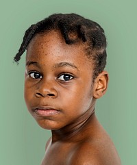 Little Girl Serene Face Expression Studio Portrait