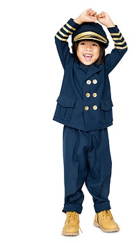 Little boy with pilot dream job smiling