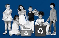 Diverse Group Of Kids Recycling Garbage