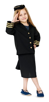 Young caucasian girl in the air hostess uniform