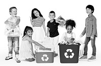 Kid with recycle trash for conservation