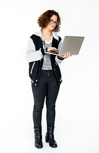 Woman connect and using laytop for working