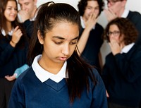 Depressed outsider student torturing from school bullying