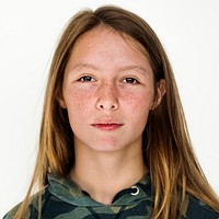 Worldface-Australian girl in a white background