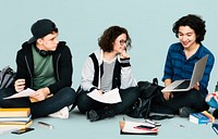 Diverse Group Of Students Sitting and Study