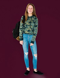 Student girl casual standing with smiling