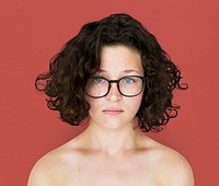 Young Adult Woman Topless Studio Portrait