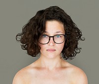 Young Adult Woman Topless Studio Portrait