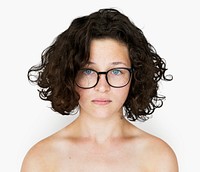 Young Adult Woman Topless Studio Portrait