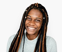 Young african descent girl with dreadlocks smiling