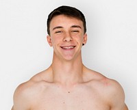 Young Adult Man Cheerful Smile Face Studio Portrait