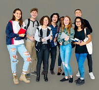 Group of students smiling and standing together