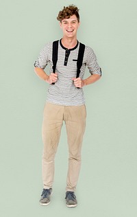 Caucasian student man standing with casual outfit