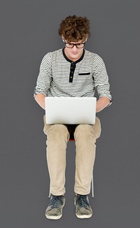 Man sitting and using laptop for conenction internet