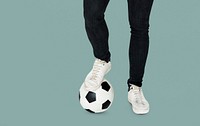 Pair of Legs with Soccer Ball Studio Portrait