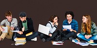 Diverse Students Doing Homework Together Studio Portrait