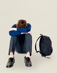 Student young man stressed unhappy failed alone