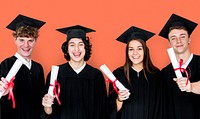 Diverse Group Of Students Holding Diploma