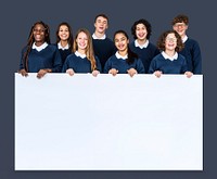 Diverse Group Of Students Holding Placard