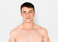 Young Adult Man Shirtless Studio Portrait