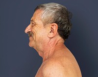 Senior Adult Man Bared Chest Studio Portrait