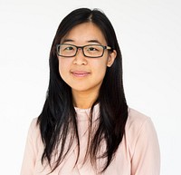 Asian girl smiling casual studio portrait