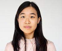 Asian girl smiling casual studio portrait