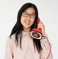 Asian girl smiling and talking on the phone communication