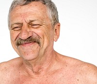Man doing shirtless close up photoshoot in studio