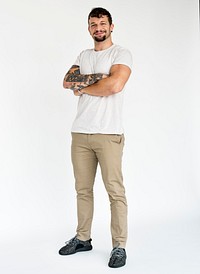 Man with tattoo studio photo
