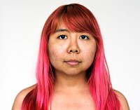 Portrait of young woman asian red hair