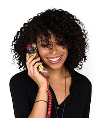Woman talking phone with smiling