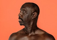 Adult Man Serene Face Expression Studio Portrait