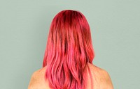 Rear view of woman showing her long pink dyed hair