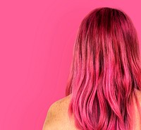 Pink Hair Woman Topless Studio Portrait