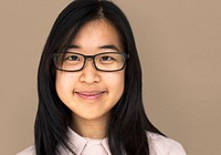 Young Asian Adult Woman Smile Face Studio Portrait