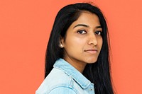 Portrait of indian woman with staring face