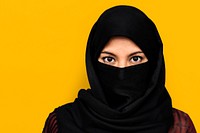 Middle eastern woman in hijab studio portrait