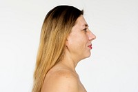 Woman doing close up photoshoot in studio
