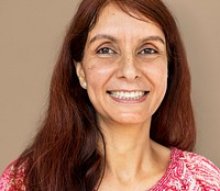 Adult woman smiling studio portrait